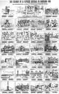 AUCA BILINGUE DE LA EXPOSICIÓ UNIVERSAL DE BARCELONA 1888. Vista dels principals edificis y la arrivada de ls forasters, treta per UN SARGENT DE VILLE.