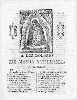 A LOS DOLORES DE MARIA SANTISIMA. Quintillas