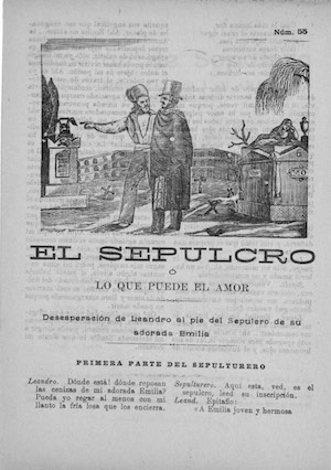 EL SEPULCRO o lo que puede el amor. Desesperación de Leandro al pie del sepulcro de su adorada Emilia