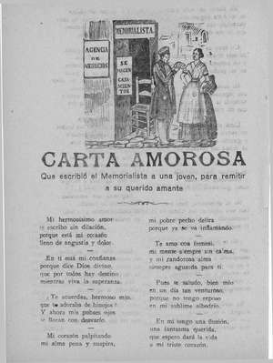 CARTA AMOROSA que escribió el Memorialista a una joven, para remitir a su querido amante