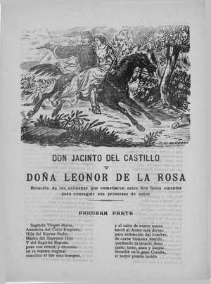 DON JACINTO DEL CASTILLO Y DOÑA LEONOR DE LA ROSA. Relación de los crímenes que cometieron estos dos fieles amantes para conseguir sus promesas de amor (Primera parte)