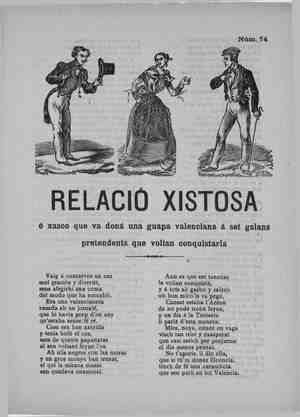 RELACIO XISTOSA ó xasco que va doria una guapa valenciana a set galans pretendens que volían conquistarla