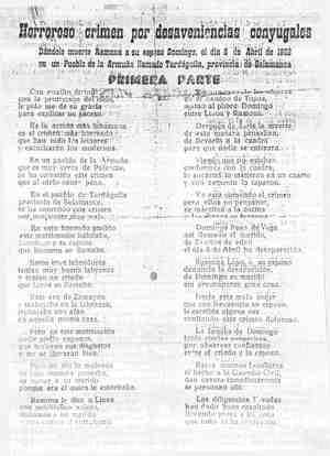 HORROROSO CRIMEN POR DESAVENENCIAS CONYUGALES, dándole muerte Ramona a su esposo Domingo, el día 8 de abril de 1952 en un pueblo de la Armuña llamado Tardáguila, provincia de Salamanca. Primera y Segunda parte