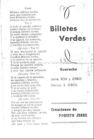 BILLETES VERDES. Guaracha