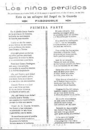 LOS NIÑOS PERDidOS se perdieron en el año 1945, el 10 de mayo y aparecieron el día 15 de enero de 1946. Esto es un milagro del Angel de la Guarda