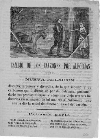 CAMBIO DE LOS CALZONES POR ALFORJAS. Nueva relación... de lo que sucedió a un carbonero...