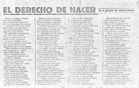 EL DERECHO DE NACER.De la película del mismo nombre