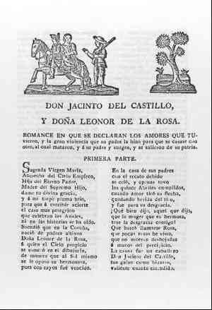 DON JACINTO DEL CASTILLO Y DOÑA LEONOR DE LA ROSA.Romance en que se declaran los amores que tuvieron y la gran violencia que su padre la hizo para que se casase con otro,al cual mataron,y a su padre y suegro,y se salieron de su patria