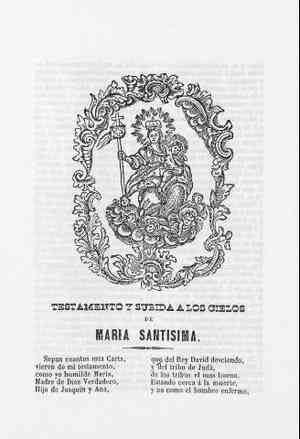 TESTAMENTO Y SUBidA A LOS CIELOS DE MARIA SANTISIMA