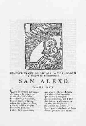 Romance en que se declara la vida,muerte y milagros del Bienaventurado SAN ALEXO.Primera parte