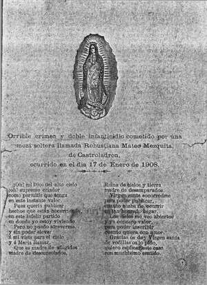 Orrible crimen y doble infanticidio cometido por una moza soltera llamada Robustiana Mateo Mezquita,de Castroladrón,ocurrido en el día 17 de enero de 1908