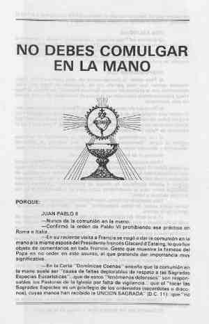 NO DEBES COMULGAR EN LA MANO