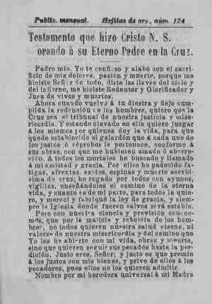 Testamento que hizo Cristo N.S. orando a su Eterno Padre en la Cruz