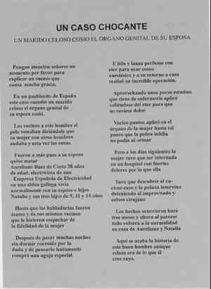 UN CASO CHOCANTE.EL MARidO CELOSO COSIO EL ORGANO GENITAL DE SU ESPOSA