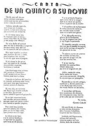 CARTA DE UN QUINTO A SU NOVIA
