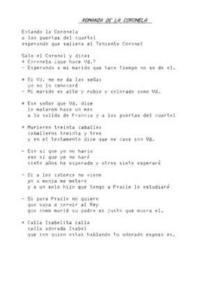 ROMANZA DE LA CORONELA