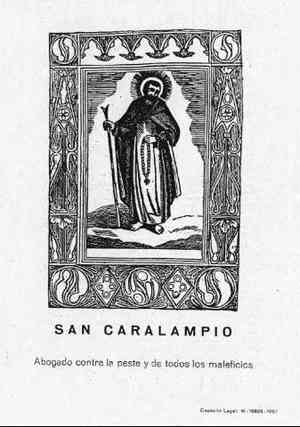 SAN CARALAMPIO Abogado contra la peste y de todos los maleficios