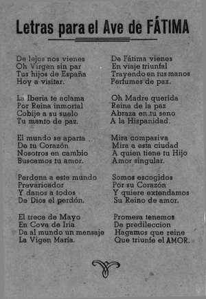 Letras para el Ave de FÁTIMA