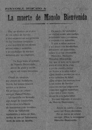 Pasodoble dedicado a La muerte de Manolo Bienvenida