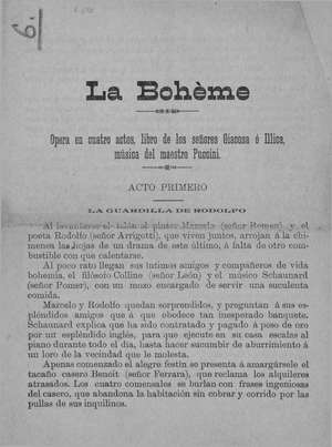 La Boheme Opera en cuatro actos
