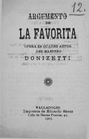 LA FAVORITA ARGUMENTO DE LA ÓPERA EN CUATRO ACTOS