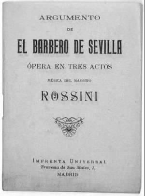 EL BARBERO DE SEVILLA ARGUMENTO DE LA ÓPERA EN TRES ACTOS