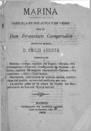 MARINA ZARZUELA EN DOS ACTOS Y EN VERSO