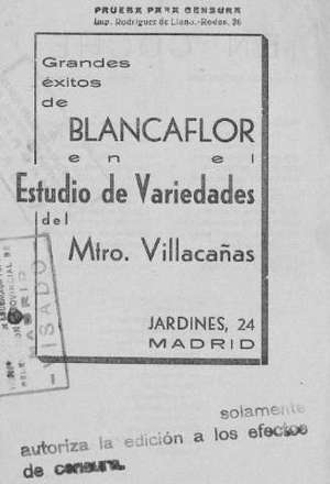 Grandes éxitos de BLANCAFLOR en el Estudio de Variedades del Mtro. Villacañas
