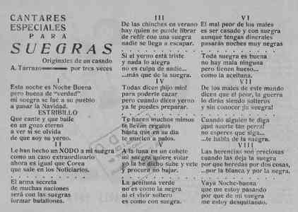 CANTARES PARA SUEGRAS