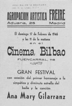 GRAN FESTIVAL con ocasión del primer homenaje a la simpática y diminuta estrella del baile y la canción Ana Mari Gilarranz