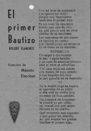El primer Bautizo BOLERO FLAMENCO