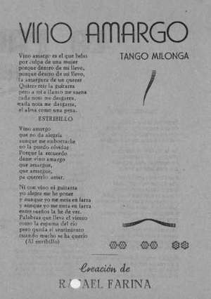 VINO AMARGO TANGO MILONGA
