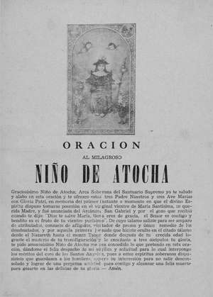 ORACIÓN AL MILAGROSO NIÑO DE ATOCHA