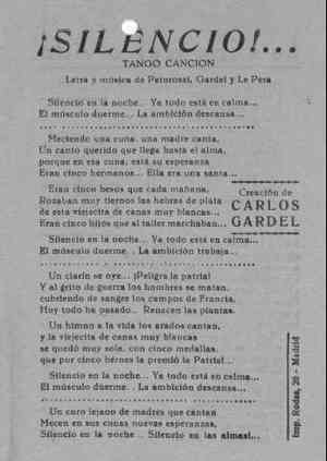 ¡SILENCIO!... TANGO CANCIÓN