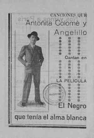 CANCIONES QUE Antoñita Colomé y Angelillo cantan en LA PELÍCULA El Negro que tenía el alma blanca