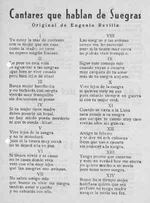 Cantares que hablan de Suegras