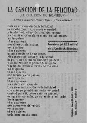 LA CANCIÓN DE LA FELICidAD (LA CHANSON DU BONHEUR)