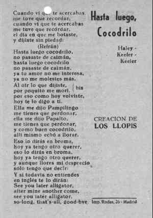 Hasta luego, Cocodrilo
