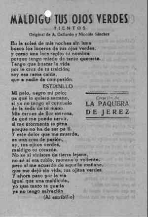 MALDIGO TUS OJOS VERDES TIENTOS