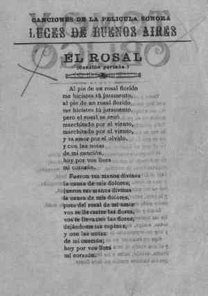 CANCIONES DE LA PELÍCULA SONORA LUCES DE BUENOS AIRES EL ROSAL (Canción porteña)