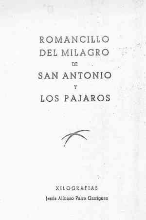 ROMANCILLO DEL MILAGRO DE SAN ANTONIO Y LOS PÁJAROS