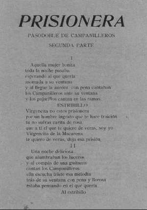 PRISIONERA PASODOBLE DE CAMPANILLEROS SEGUNDA PARTE