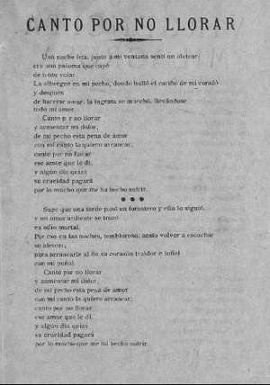 CANTO POR NO LLORAR