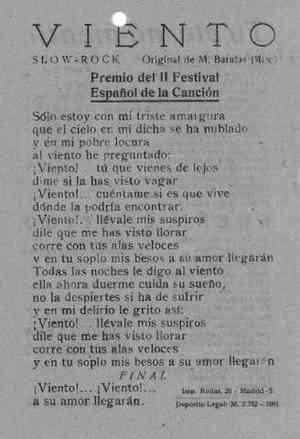 VIENTO SLOW-ROCK Premio del II Festival Español de la Canción