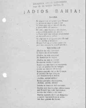 ¡ADIÓS BAHÍA! SAMBA