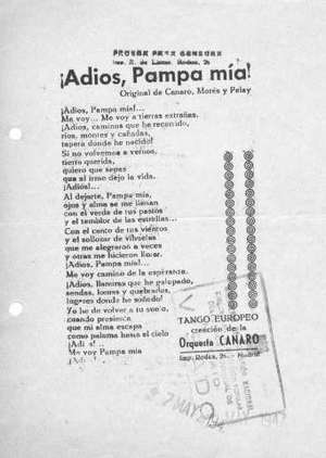 ¡Adiós, Pampa mía! TANGO EUROPEO