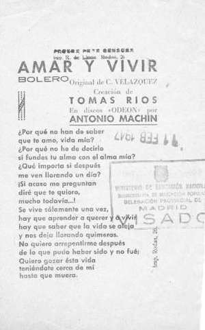 AMAR Y VIVIR BOLERO