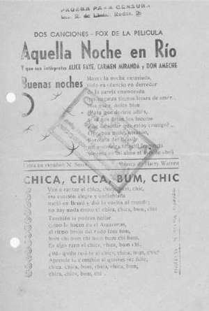 DOS CANCIONES-FOX DE LA PELÍCULA Aquella Noche en Río