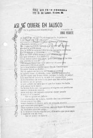 ASÍ SE QUIERE EN JALISCO De la película del mismo título