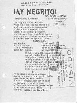 ¡AY NEGRITO! CANCIÓN CUBANA